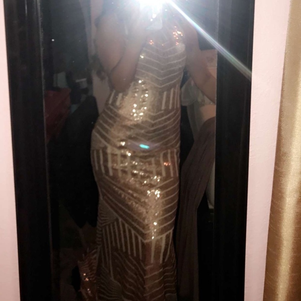 gold sequin prom dress